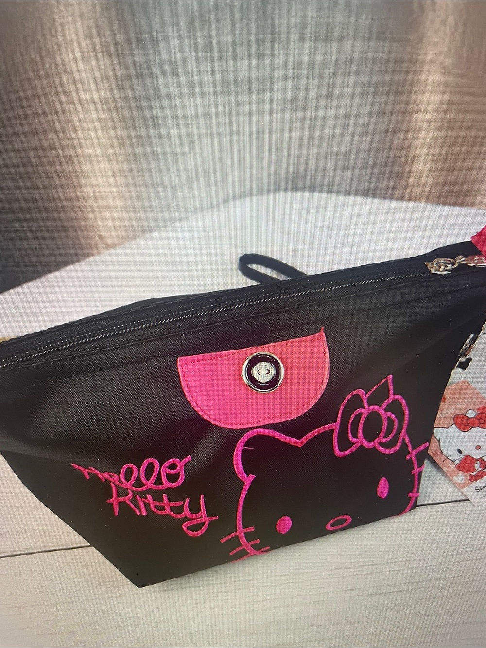 Hello Kitty Black and Hot Pink makeup bag